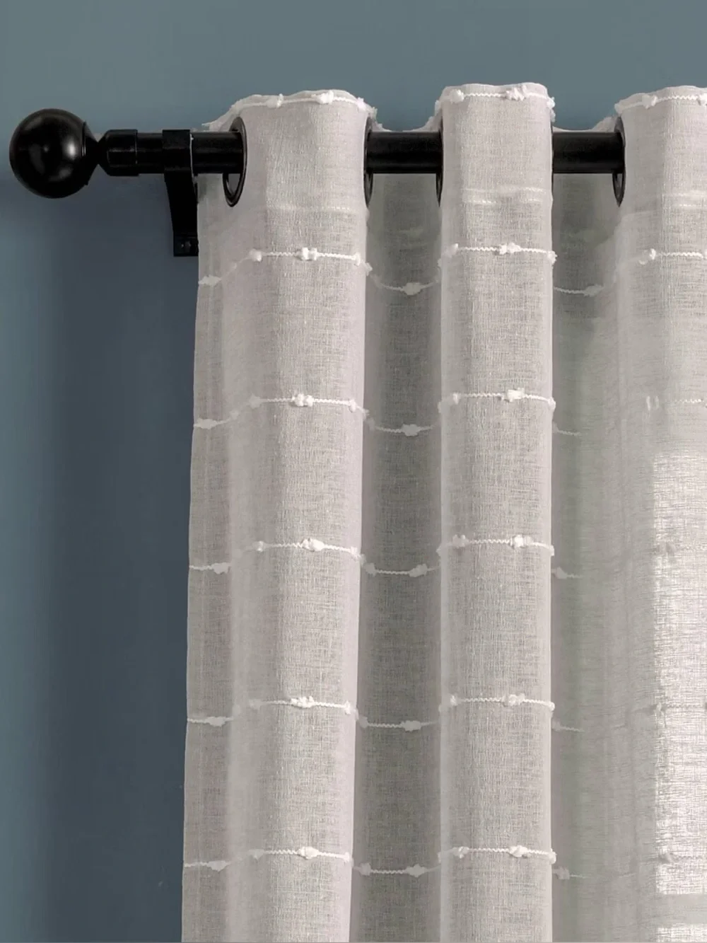 Lush Decor Farmhouse Textured Sheer Grommet Curtain Panels Gray 38x108 set of 2